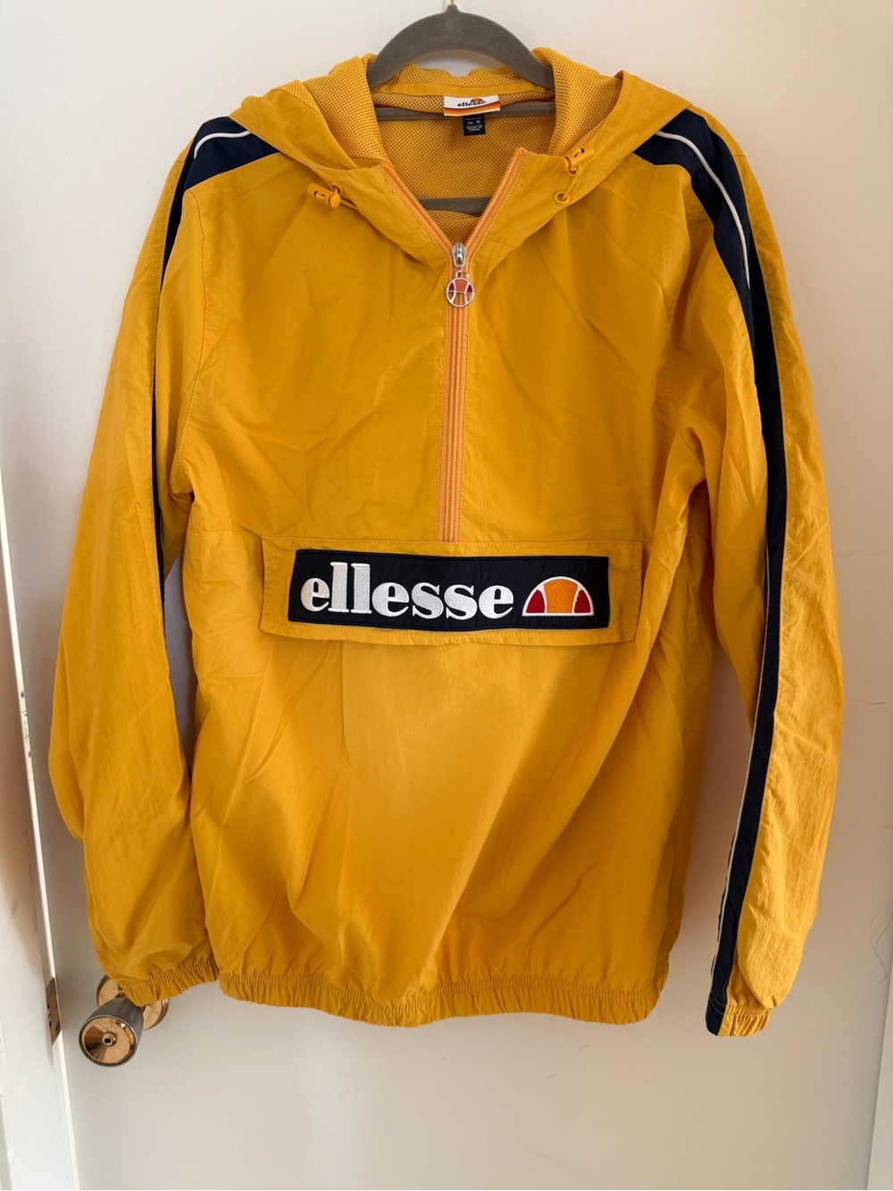 Ellesse Mustard Yellow Anorak Windbreaker XS Retro 90s Sport Streetwear